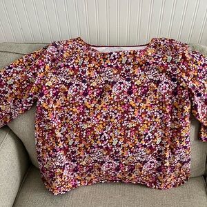 Roz & Ali Pink, Orange & White Floral Crewneck Blouse